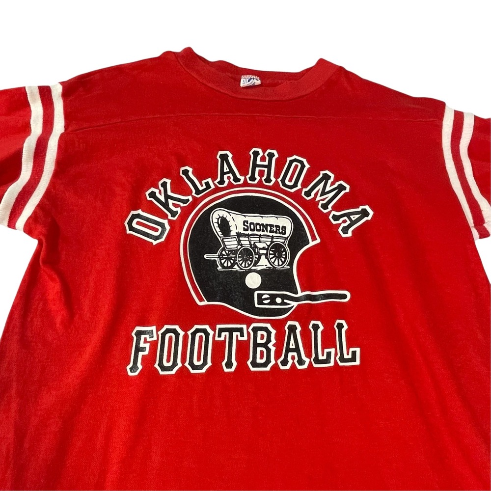 Vintage Oklahoma Sooners Football Jersey Red 3/4 Sleeve Mens L (Fits Small)